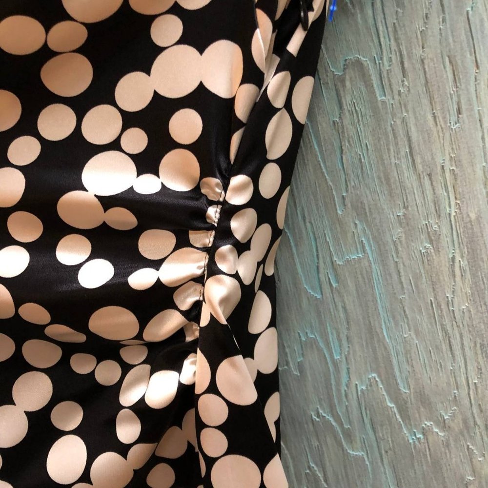 Maggy London Satin Polka Dot MIDI Dress Black and White Size 8 - Picture 4 of 16